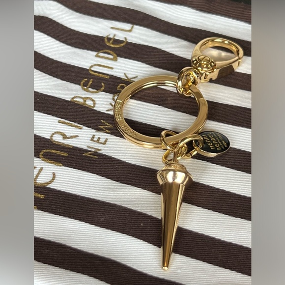 Henri Bendel Gold SPIKE and charm key ring with purse hook - Picture 4 of 10